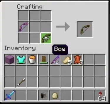 how to repair a bow with crafting table method in Minecraft